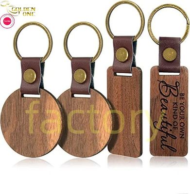 Animal Wooden Key Chain House Shaped Circle Metal Offset Printing Keytag