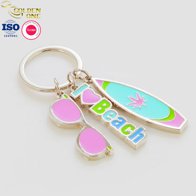 Hot Sale Product Sea Surfboard Funny volleyball Tennis Venice Meyrtle Beach Soft Enamel Metal Gift Keychain