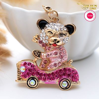 Hot  Sale Custom Koala Pink Bear Tree Charm Lovely Jewelry Keychain Anime Shiny Gold Cute Animal Tiger Key Ring For Women Bag