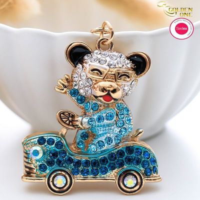 Hot  Sale Custom Koala Pink Bear Tree Charm Lovely Jewelry Keychain Anime Shiny Gold Cute Animal Tiger Key Ring For Women Bag