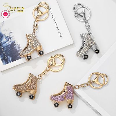 New Manufacturers European American diamond Ghost head creative epoxy metal 3d hip hop car keychain for bag pendant