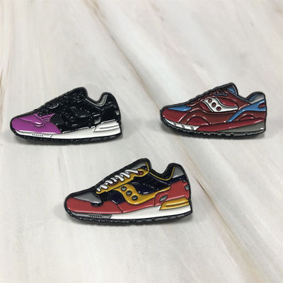 Souvenir Gift Sneaker Lapel Pin , Black Nickel Zinc Alloy Enamel Pin Shoes Badge