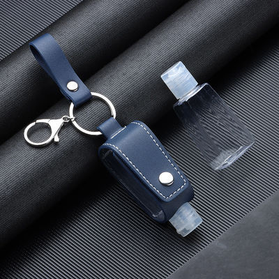 Factory Custom Promotion Gift portable bottle holder Leather Hand Sanitizer Holder Keychain