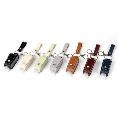 Factory Custom Promotion Gift portable bottle holder Leather Hand Sanitizer Holder Keychain