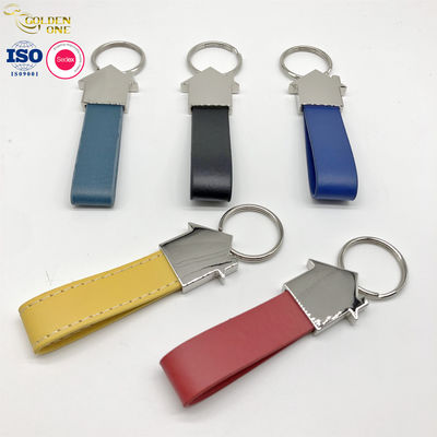 Business Car PU Leather Key Chain Holder Zinc Alloy Souvenir House Shape