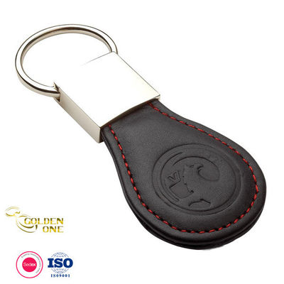 Metal Laser Engraving Key Chain ,  Genuine PU Leather Blank Key Chain