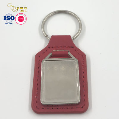 Metal Laser Engraving Key Chain ,  Genuine PU Leather Blank Key Chain
