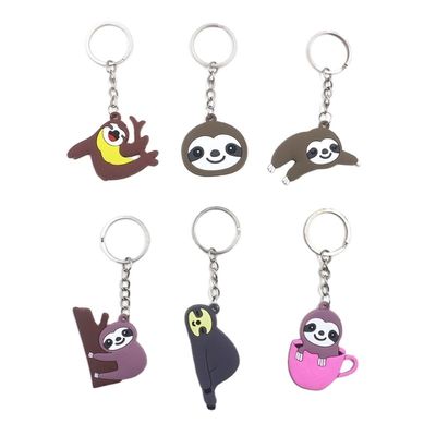 Hot Sale Product Custom LoGO 2D Animal Shape Bear Silicone Key Ring Rubber Pvc Keychain For Girl