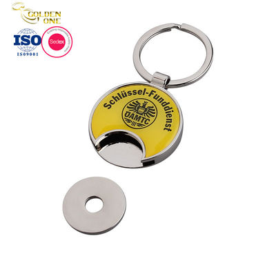Printing Shopping Trolley Keyring , Round Domed Sticker Key Ring Coin Holder