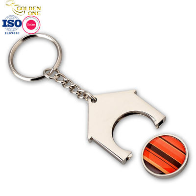 Printing Shopping Trolley Keyring , Round Domed Sticker Key Ring Coin Holder