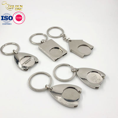 Printing Shopping Trolley Keyring , Round Domed Sticker Key Ring Coin Holder