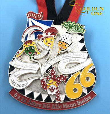 Filling Color Silver Metal Sports Medal Custom School Carnival Wearable With Diamond