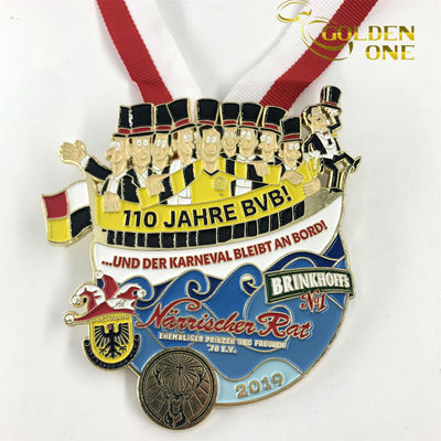 Antique Brass Bespoke Triathlon Finisher Soft Enamel Zinc Alloy Custom Medals With Lanyard