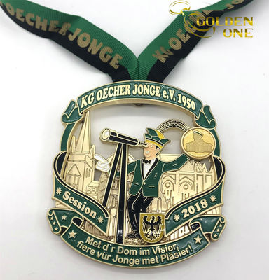 Antique Brass Bespoke Triathlon Finisher Soft Enamel Zinc Alloy Custom Medals With Lanyard