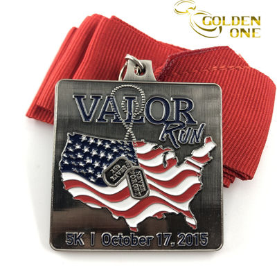Zinc Alloy Custom Running Sport Metal Heart Shaped Medal With Sublimation Lanyard