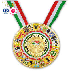 Zinc Alloy Custom Running Sport Metal Heart Shaped Medal With Sublimation Lanyard