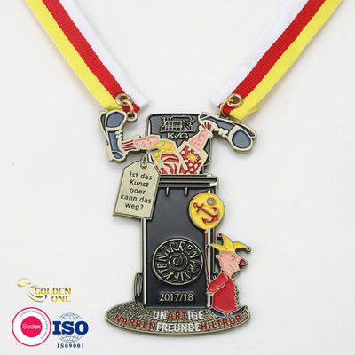 Good Quality Metal Shiny Silver 2D Custom Shape Medallion Casting Fill colors Carnival Medal For Celebration Gift
