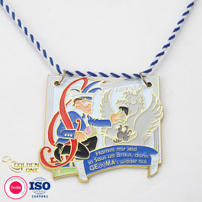 Good Quality Metal Shiny Silver 2D Custom Shape Medallion Casting Fill colors Carnival Medal For Celebration Gift