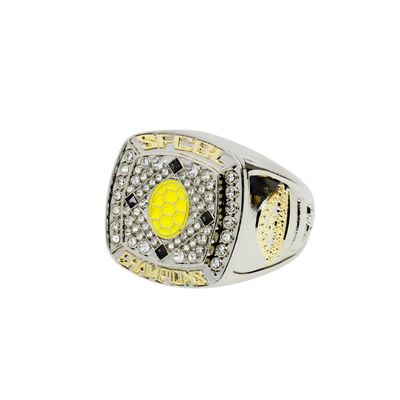 Soft Enamel Sports Championship Rings Custom Made Shiny Gold Plated