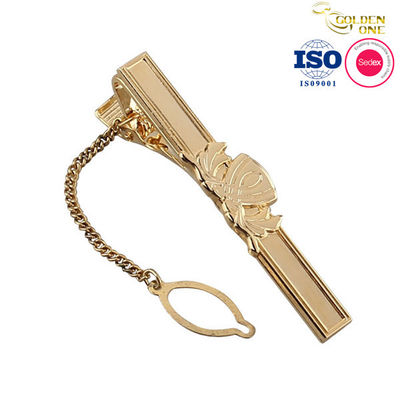 Engraved Clip Tie Bar With Chain Custom Silver Nickel Cufflinks