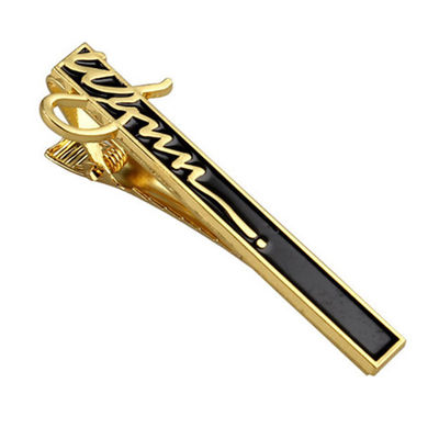 Wedding Custom Engraved Tie Bar Metal Glassed Shape Silver Nickel Clip