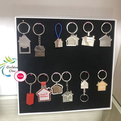 Custom Shopping Cart Chip Metal Blank Logo Key Ring Trolley Embossed Coin Holder Keychain