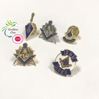 Freemason Mason Usa Shiny Gold Plated Custom Lapel Pin Soft Enamel Custom Logo Badge