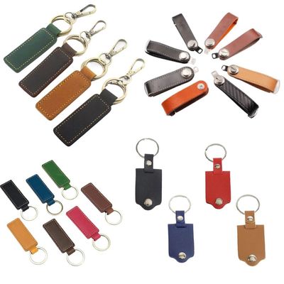 China Wholesale Car Keyring Custom Logo Creative Pattern Pu Leather Personalized engravable Keychains