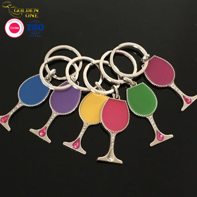 Fashion Creative Custom Wholesale Manufacturer 2D Metal Glasses Sunglasses Glitter Diamond Eyeglasses Keychain