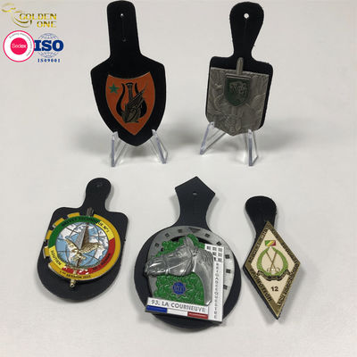 International Custom Shaped Lapel Pins , Soft Enamel Metal Zinc Alloy Badge With Leather