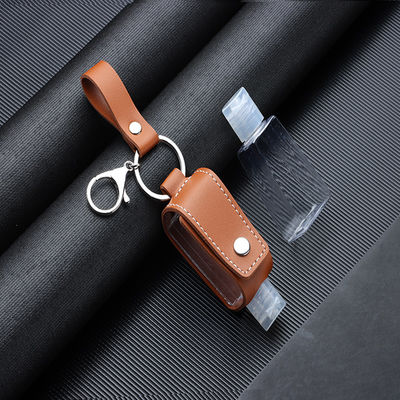 Factory Custom Promotion Gift portable bottle holder Leather Hand Sanitizer Holder Keychain