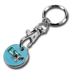 Shopping Trolley Coin Keychain Carabiner Metal Zinc Alloy Coin Holder For Gift