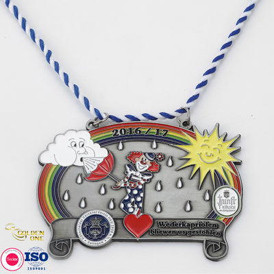 Good Quality Metal Shiny Silver 2D Custom Shape Medallion Casting Fill colors Carnival Medal For Celebration Gift