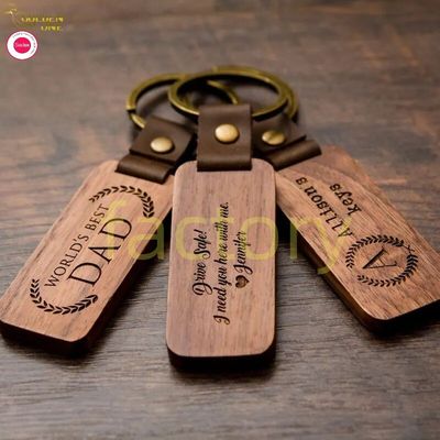 Engraved Name Wooden Keychain , Blank Embossed Wooden House Keychain