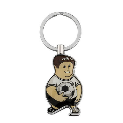 Jeu de football promotionnel moderne argenté métallique brillant porte-clés de football événement souvenir pendentif sportif porte-clés pour hommes
